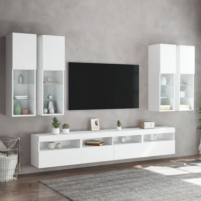vidaXL 7 Piece TV Wall Cabinet Set with LED Lights White 3