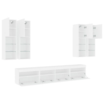 vidaXL 7 Piece TV Wall Cabinet Set with LED Lights White 5