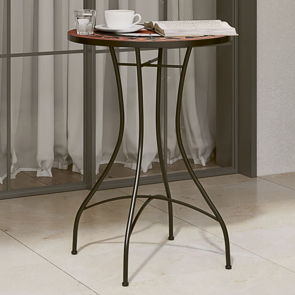 Mosaic Bistro Table Ø50x70 Ceramic Terracotta and black 50 x 70 cm