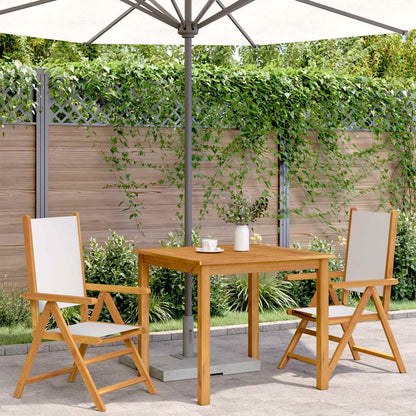 Folding Chairs Solid Wood Acacia and Fabric 2 pcs Cream