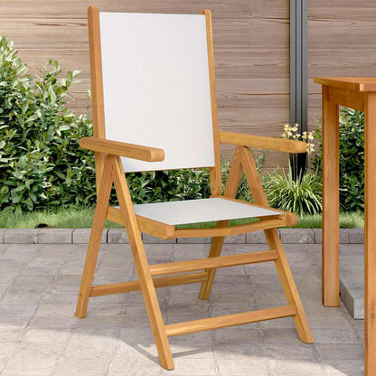 Folding Chairs Solid Wood Acacia and Fabric 2 pcs Cream
