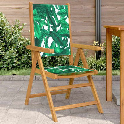 Folding Chairs Solid Wood Acacia and Fabric 2 pcs Leaf pattern