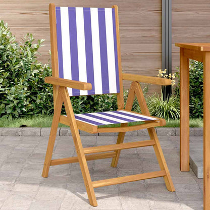 Folding Chairs Solid Wood Acacia and Fabric 2 pcs Blue and white