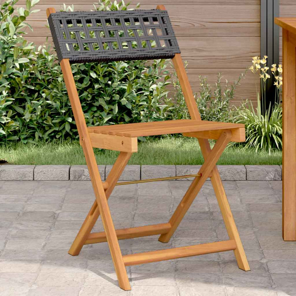 vidaXL Folding Chairs Poly Rattan and Solid Wood