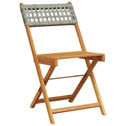 Folding Chairs Poly Rattan and Solid Wood Grey 2