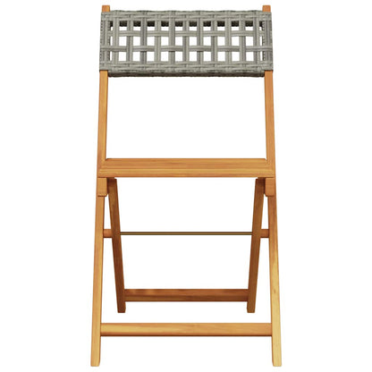 Folding Chairs Poly Rattan and Solid Wood Grey 2