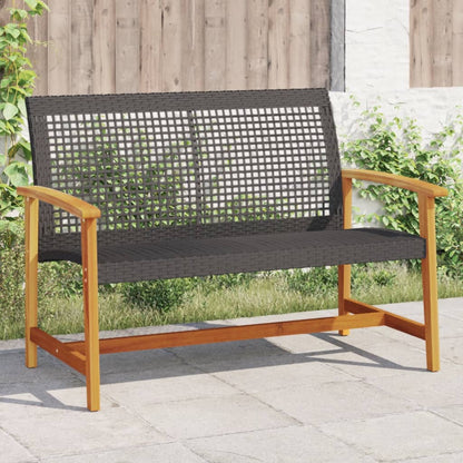 Garden 112 cm Poly Rattan and Acacia Wood Black Bench