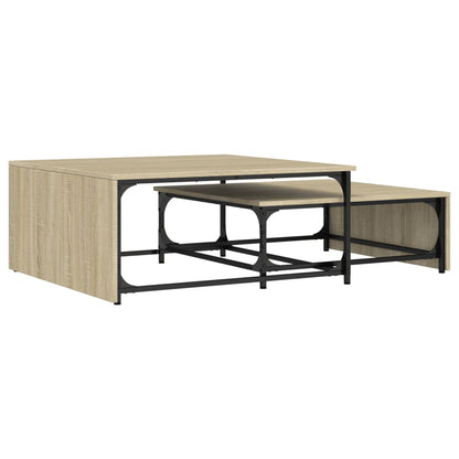 Nesting Coffee Tables 2 pcs Engineered Wood and Metal Sonoma oak