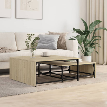 Nesting Coffee Tables 2 pcs Engineered Wood and Metal Sonoma oak