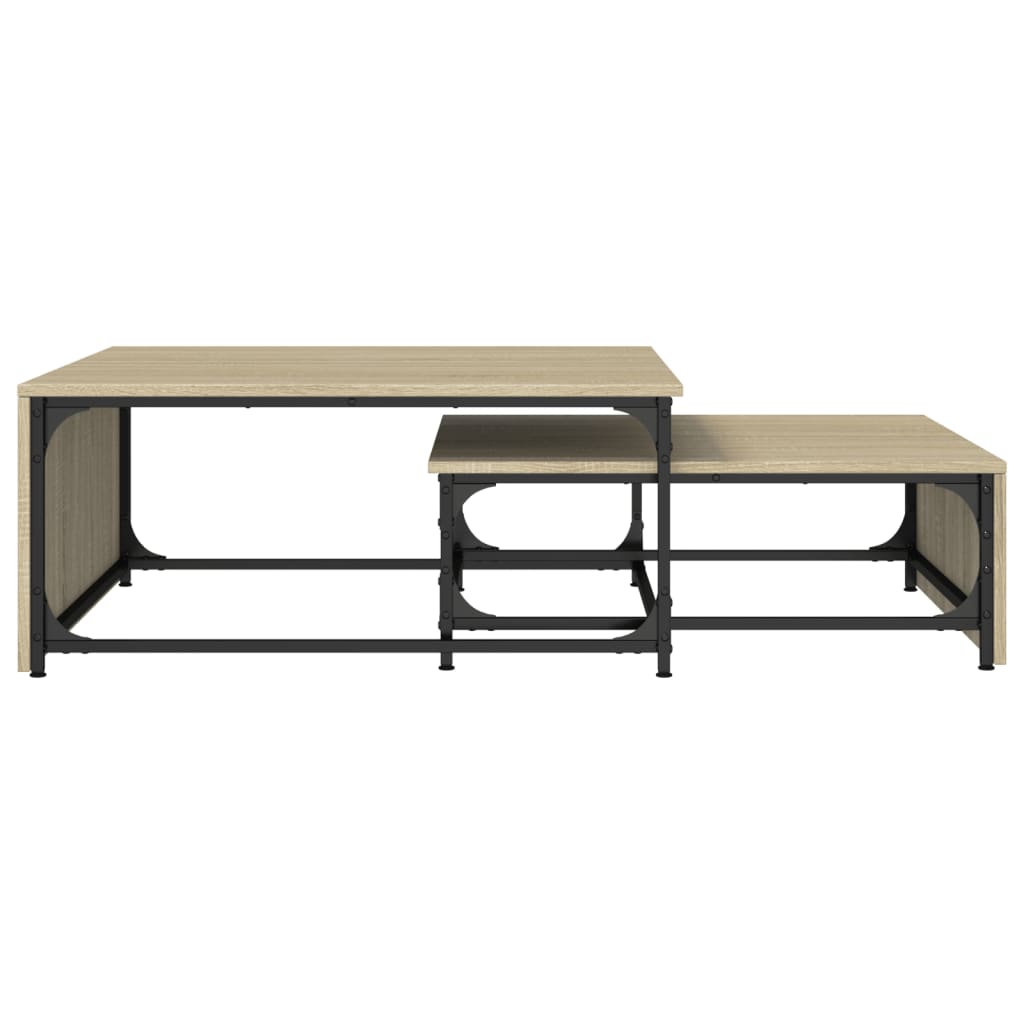 Nesting Coffee Tables 2 pcs Engineered Wood and Metal Sonoma oak