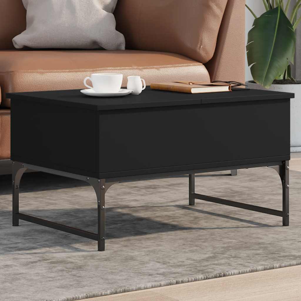 Coffee Table 70x50x40 cm Engineered Wood and Metal Black 70 cm