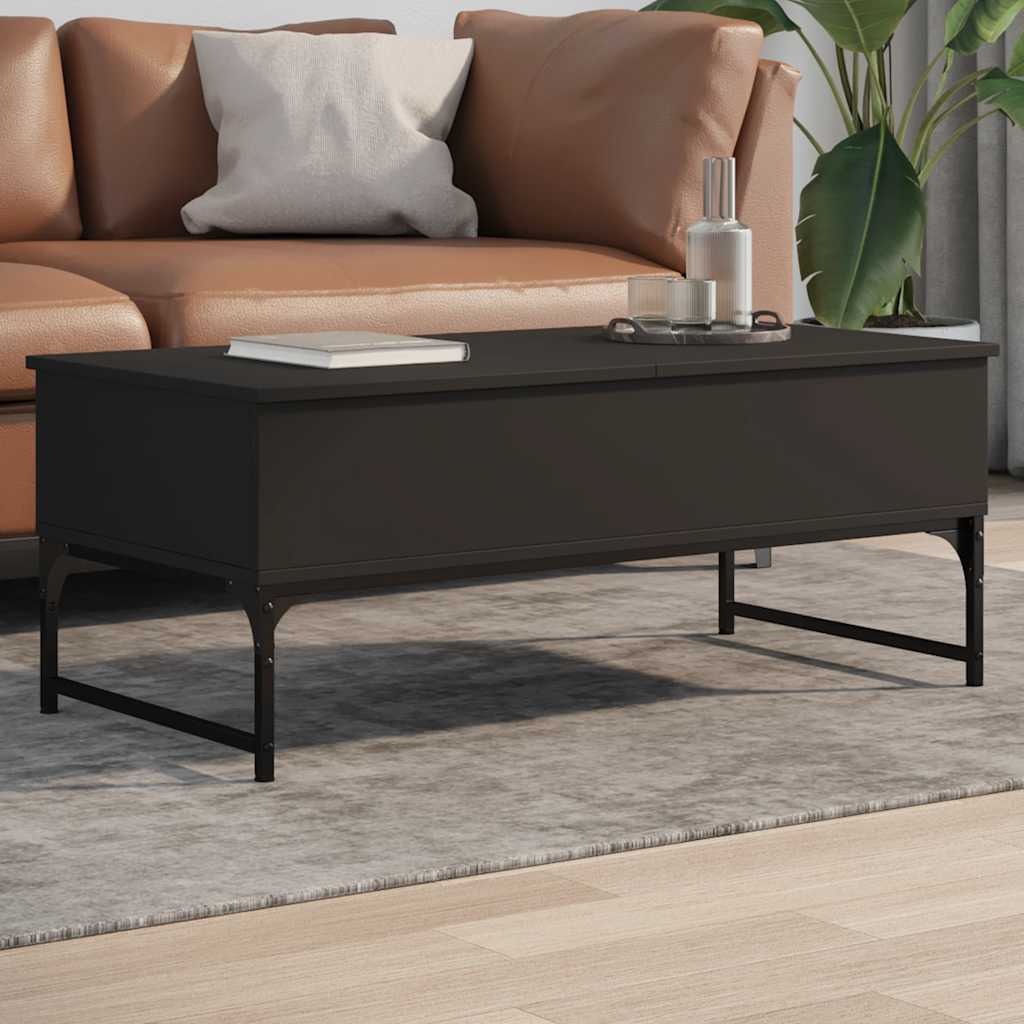 Coffee Table 70x50x40 cm Engineered Wood and Metal Black 100 cm