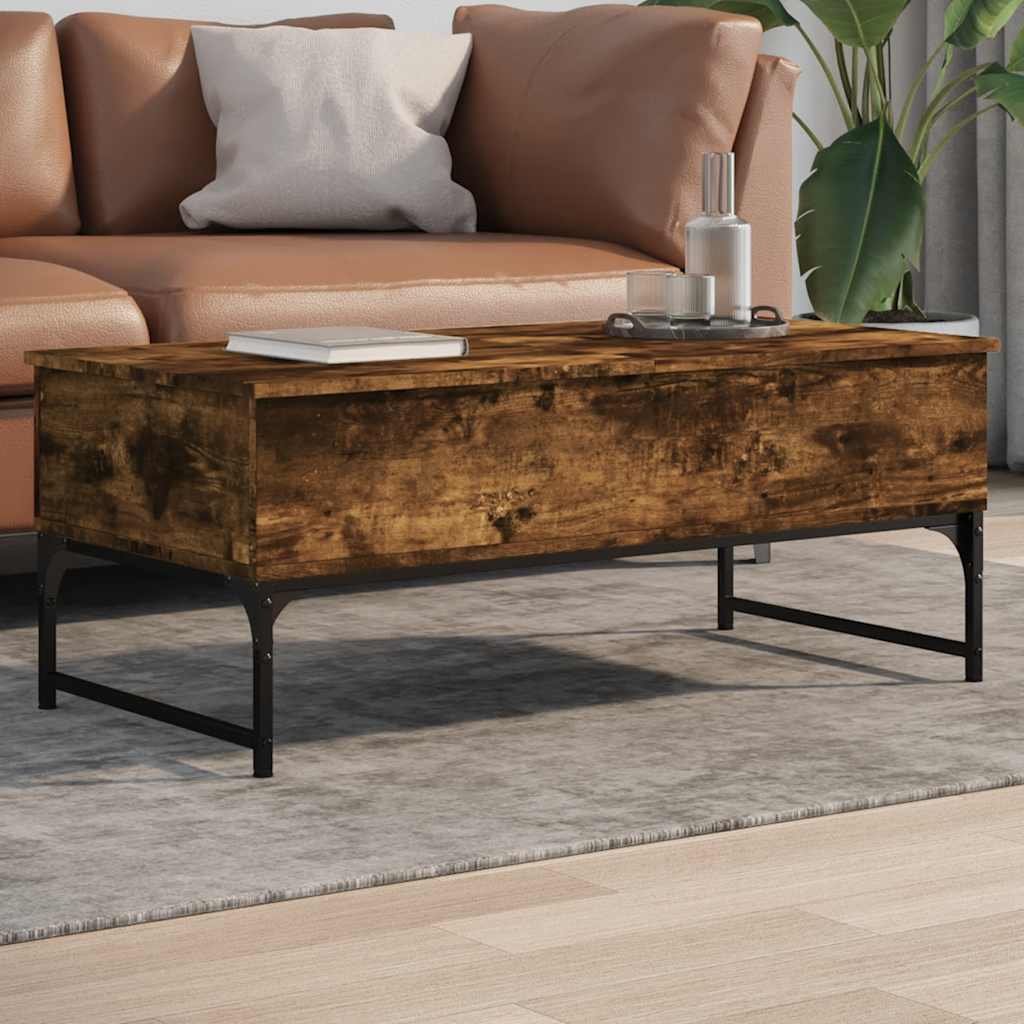 Coffee Table 70x50x40 cm Engineered Wood and Metal Smoked oak 100 cm