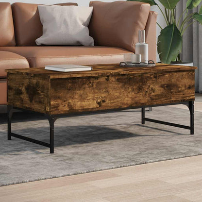 Coffee Table 70x50x40 cm Engineered Wood and Metal Smoked oak 100 cm