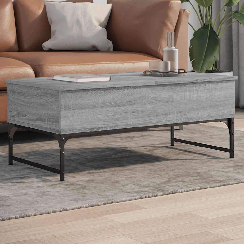 Coffee Table 70x50x40 cm Engineered Wood and Metal Grey sonoma 100 cm