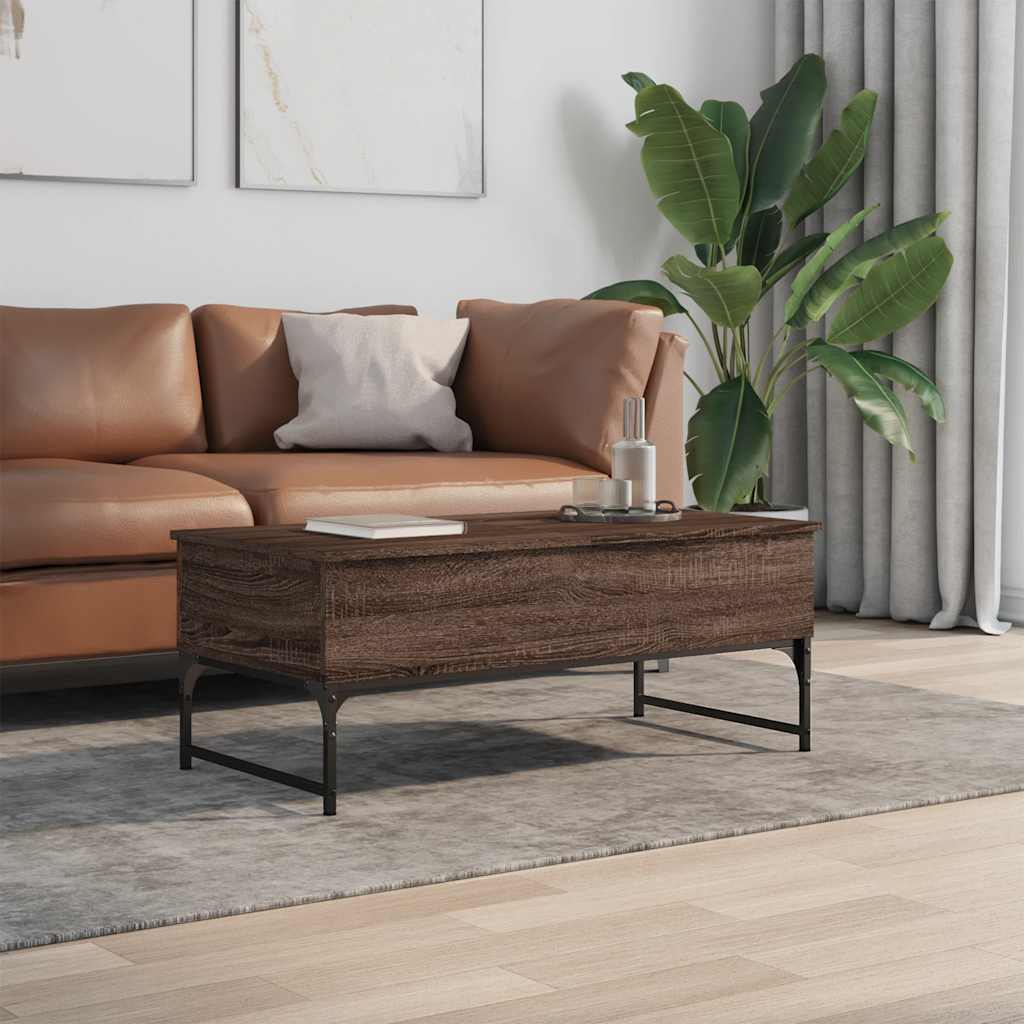Coffee Table 70x50x40 cm Engineered Wood and Metal Brown oak 100 cm