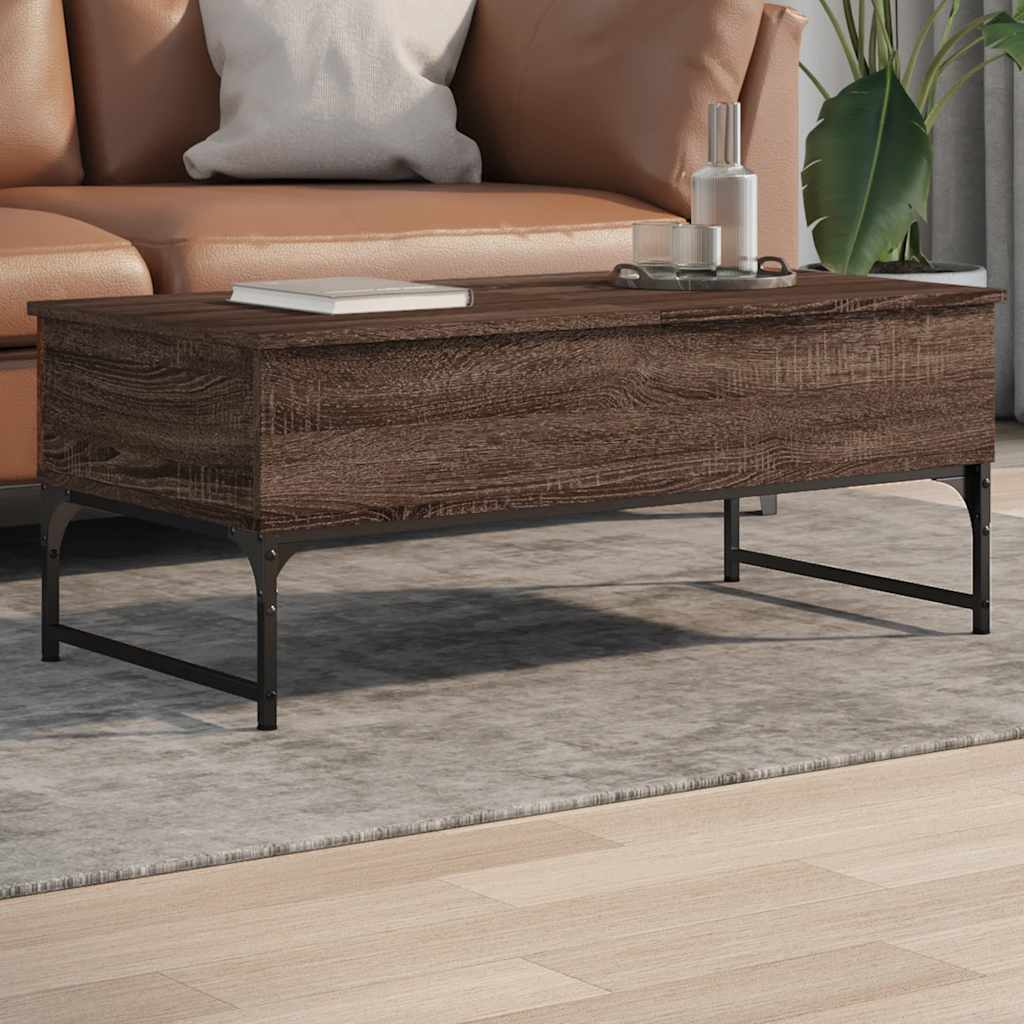 Coffee Table 70x50x40 cm Engineered Wood and Metal Brown oak 100 cm