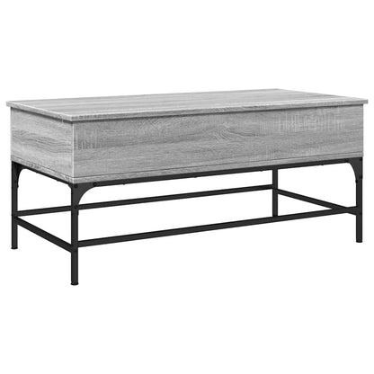 Coffee Table Engineered Wood and Metal Grey sonoma 100 cm 50 cm
