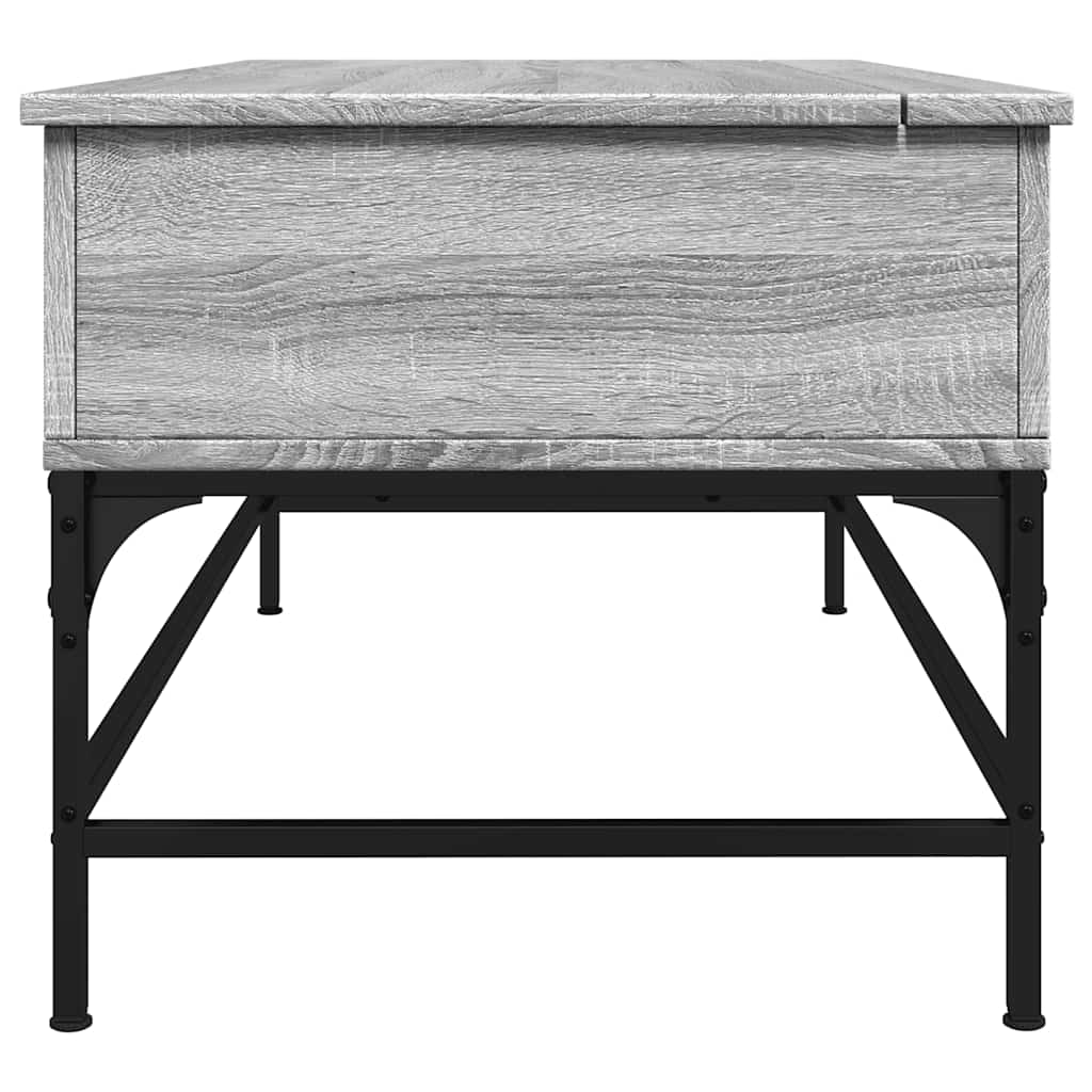 Coffee Table Engineered Wood and Metal Grey sonoma 100 cm 50 cm