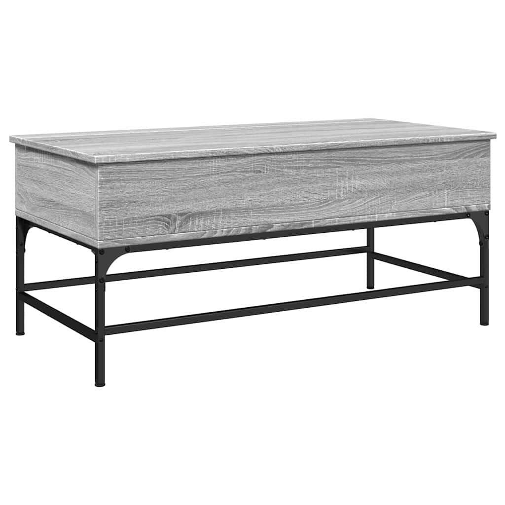 Coffee Table Engineered Wood and Metal Grey sonoma 100 cm 50 cm