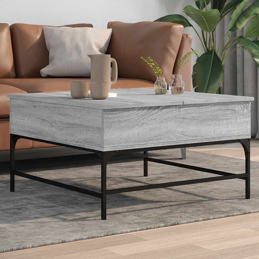 Coffee Table Engineered Wood and Metal Grey sonoma 80 cm 80 cm