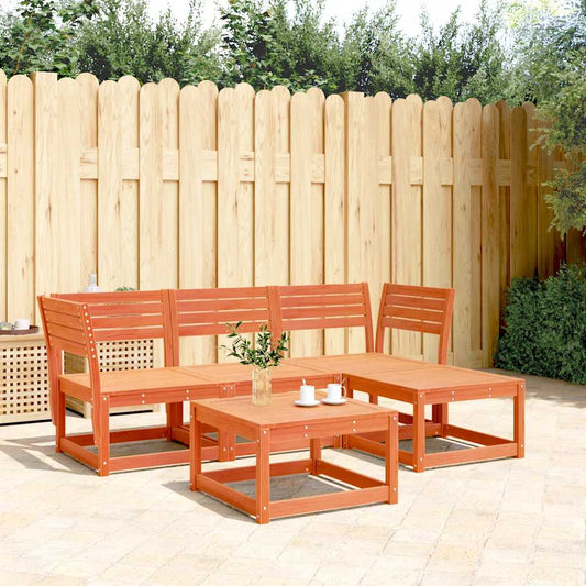 4 Piece Garden Lounge Set Solid Wood Pine Wax brown No