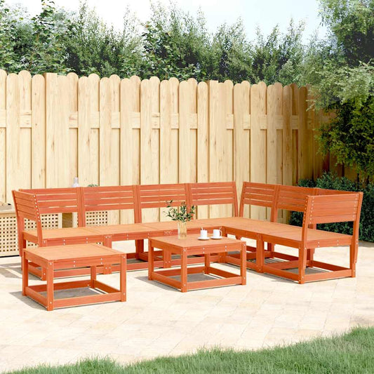 7 Piece Garden Lounge Set Solid Wood Pine Wax brown No