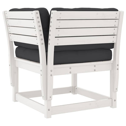 vidaXL 7 Piece Garden Lounge Set with Cushions White Solid Wood Pine 4