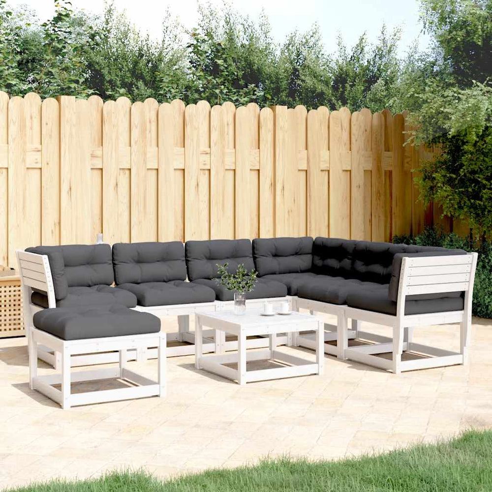 vidaXL 7 Piece Garden Lounge Set with Cushions White Solid Wood Pine