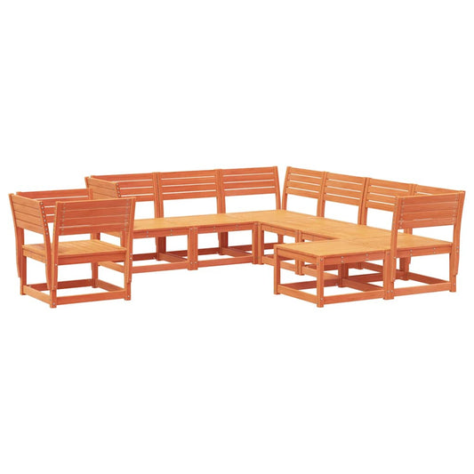 vidaXL 8 Piece Garden Lounge Set Wax Brown Solid Wood Pine 2
