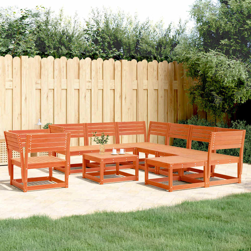 vidaXL 8 Piece Garden Lounge Set Wax Brown Solid Wood Pine