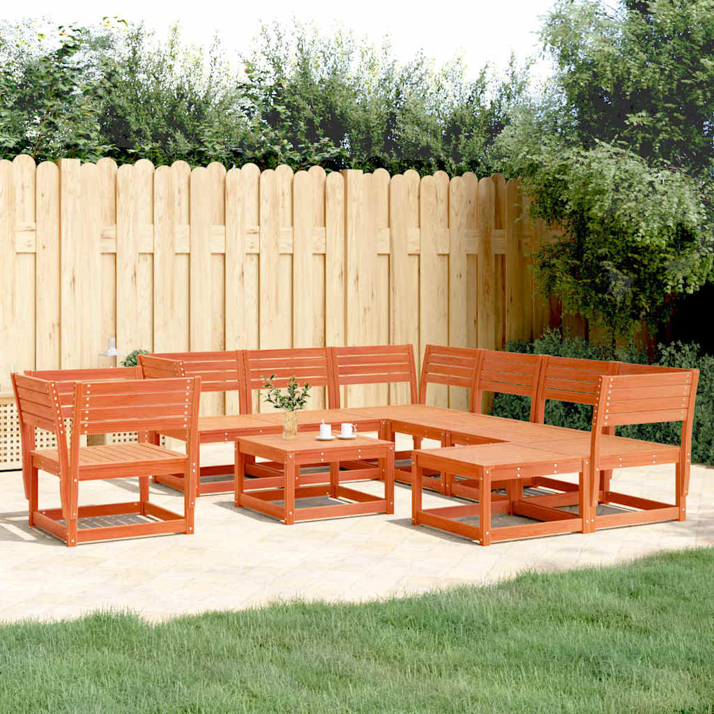 vidaXL 8 Piece Garden Lounge Set Wax Brown Solid Wood Pine 1