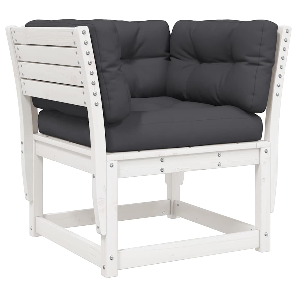 vidaXL 8 Piece Garden Lounge Set with Cushions White Solid Wood Pine 3