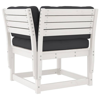 vidaXL 8 Piece Garden Lounge Set with Cushions White Solid Wood Pine 5