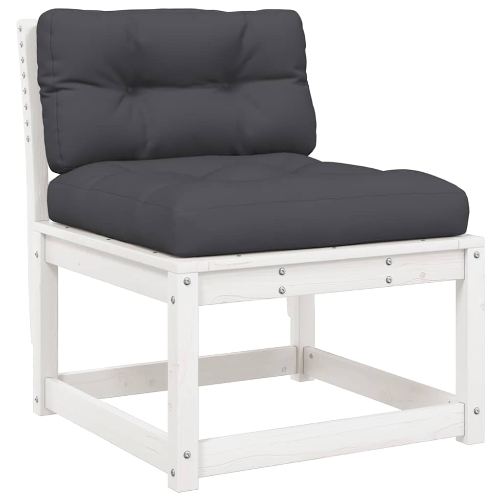 vidaXL 8 Piece Garden Lounge Set with Cushions White Solid Wood Pine 6