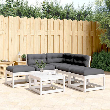 5 Piece Garden Sofa Set Solid Wood Pine White Yes