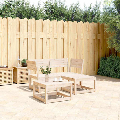 3 Piece Garden Sofa Set Solid Wood Pine Natural pine Without cushions