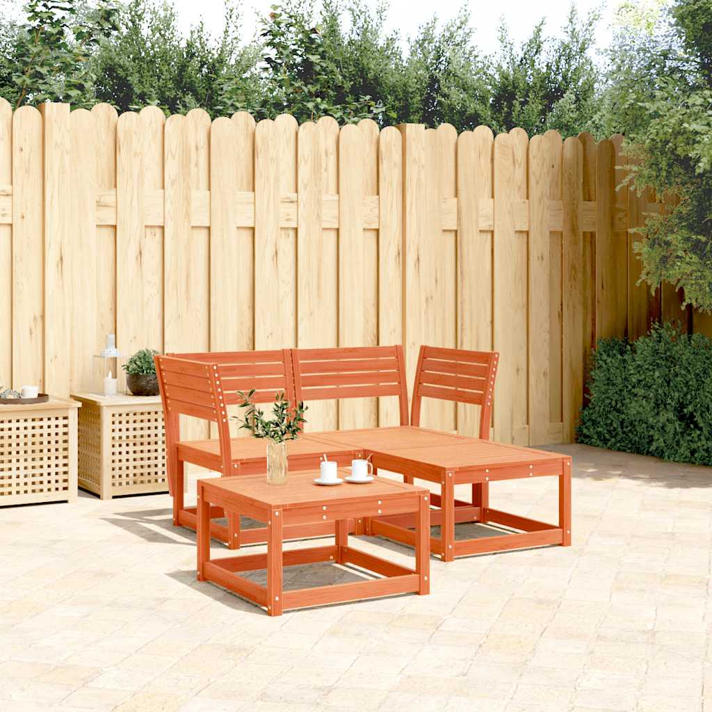 3 Piece Garden Sofa Set Solid Wood Pine Wax brown Without cushions