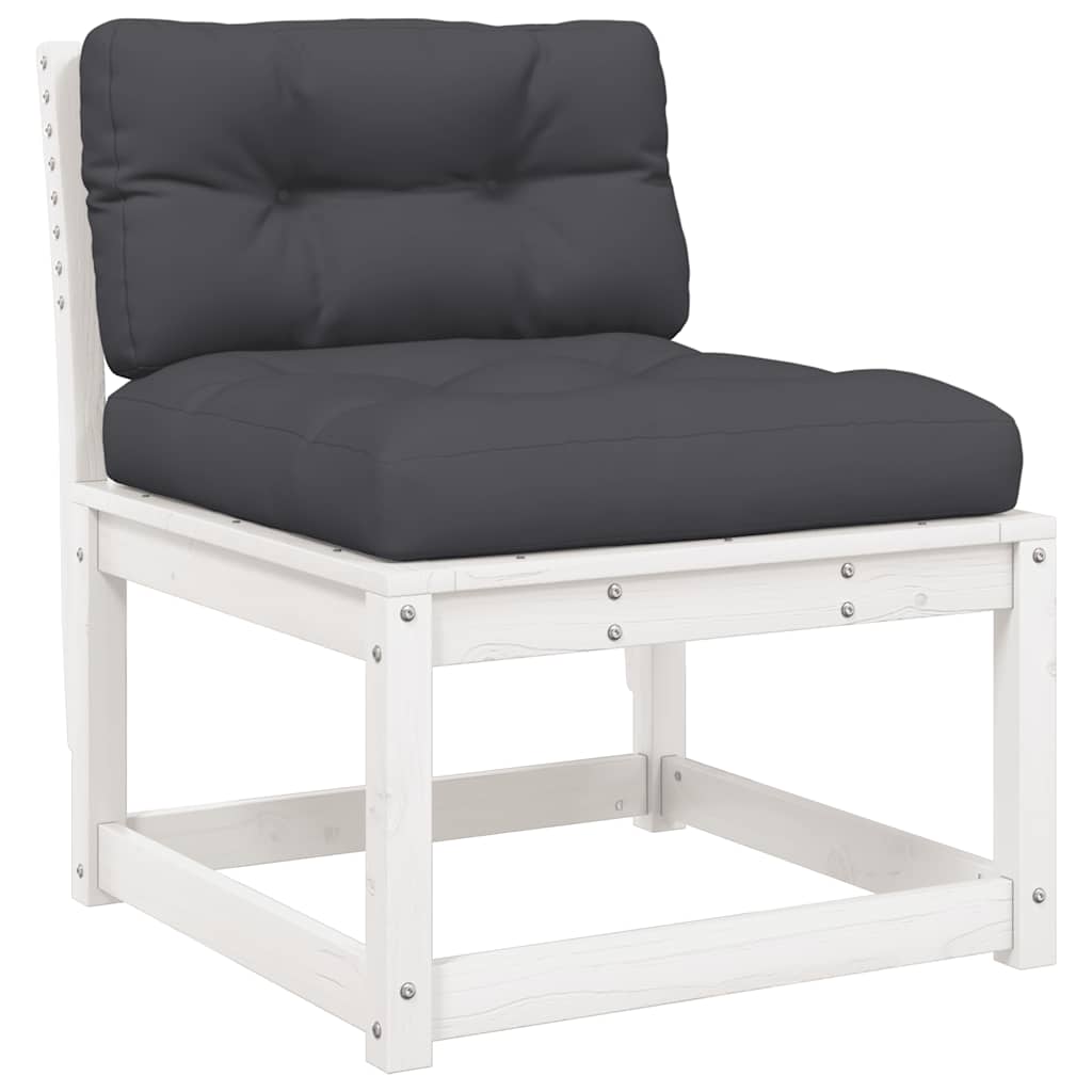 vidaXL 6 Piece Garden Sofa Set with Cushions White Solid Wood Pine 3