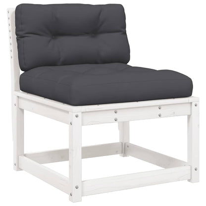 vidaXL 6 Piece Garden Sofa Set with Cushions White Solid Wood Pine 3
