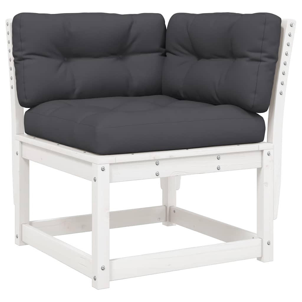 vidaXL 6 Piece Garden Sofa Set with Cushions White Solid Wood Pine 4