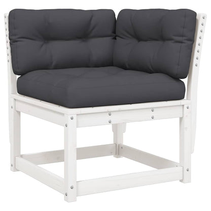 vidaXL 6 Piece Garden Sofa Set with Cushions White Solid Wood Pine 4
