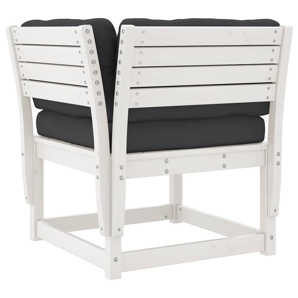 vidaXL 6 Piece Garden Sofa Set with Cushions White Solid Wood Pine 5