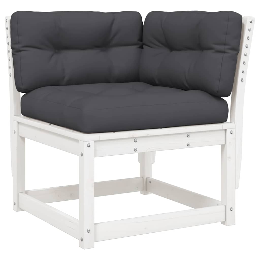 vidaXL 6 Piece Garden Sofa Set with Cushions White Solid Wood Pine 3