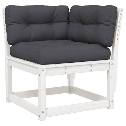 vidaXL 6 Piece Garden Sofa Set with Cushions White Solid Wood Pine 3