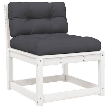 vidaXL 6 Piece Garden Sofa Set with Cushions White Solid Wood Pine 4