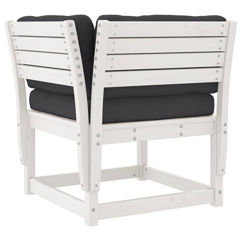 vidaXL 6 Piece Garden Sofa Set with Cushions White Solid Wood Pine 5