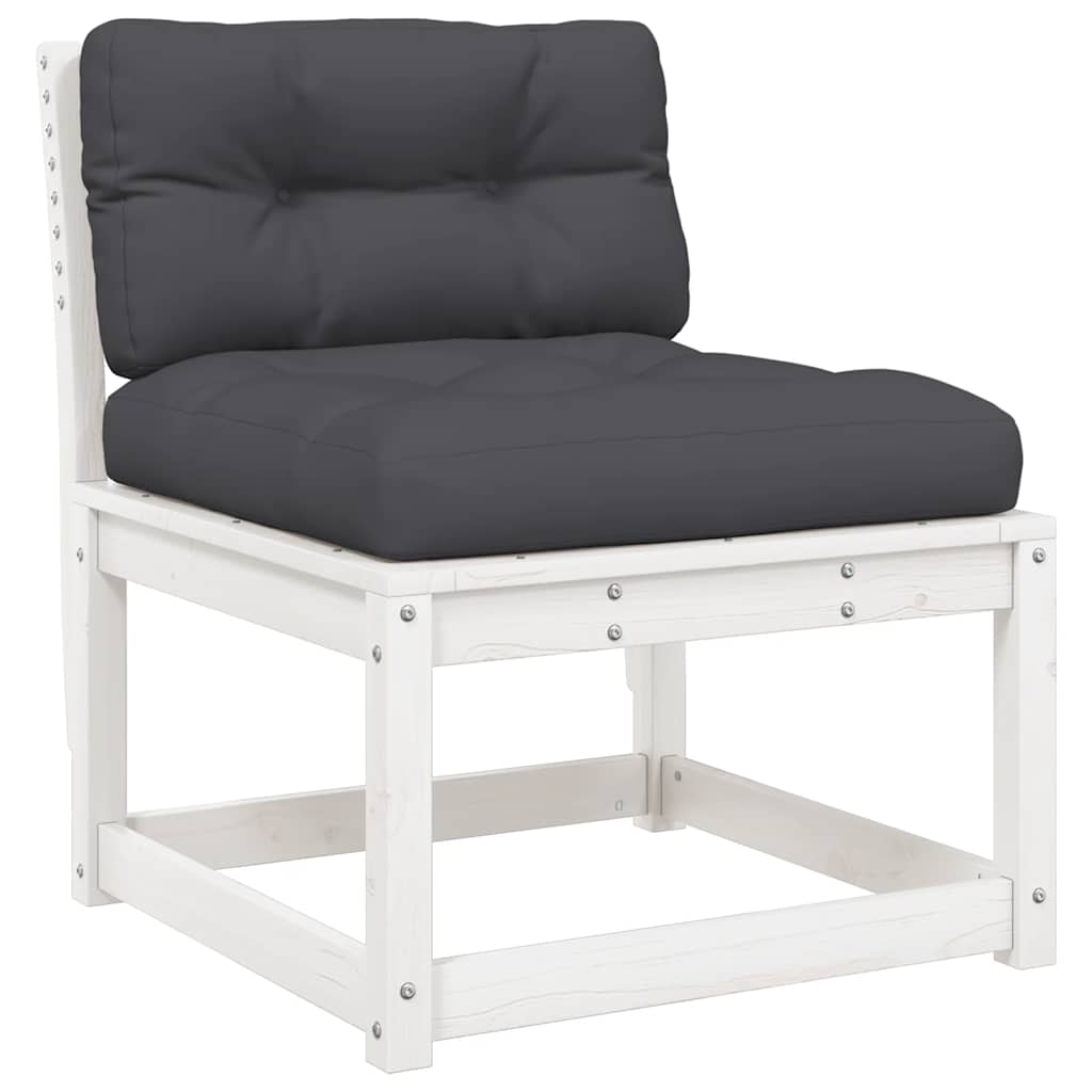 vidaXL 6 Piece Garden Sofa Set with Cushions White Solid Wood Pine 3
