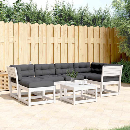 vidaXL 6 Piece Garden Sofa Set with Cushions White Solid Wood Pine 1