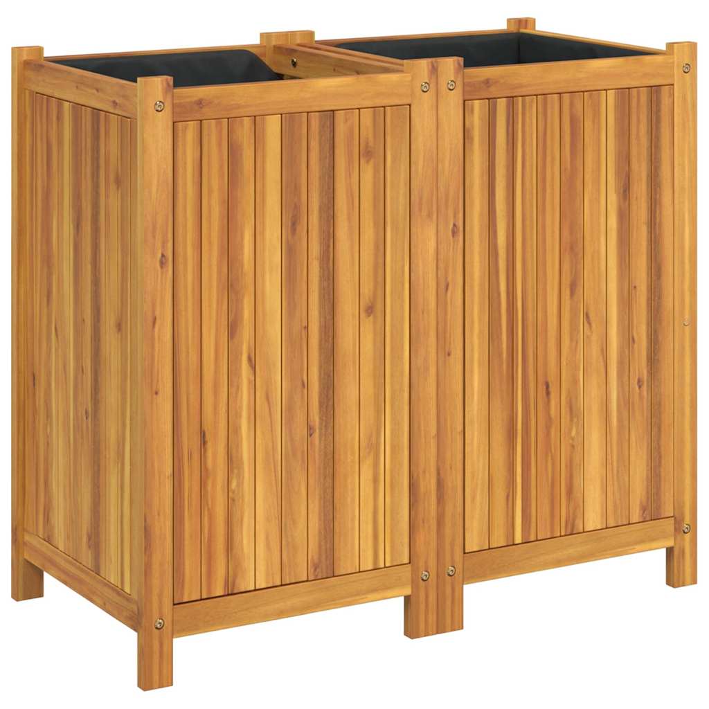 Garden Planter with Liner Solid Wood Acacia 80 cm 75 cm 42 cm